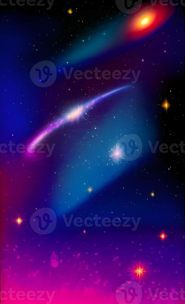 An abstract nebula in outer space and galaxies background of 3D render, suitable for a mobile screen, phone desktop, landing page, UI UX, and wallpaper. photo