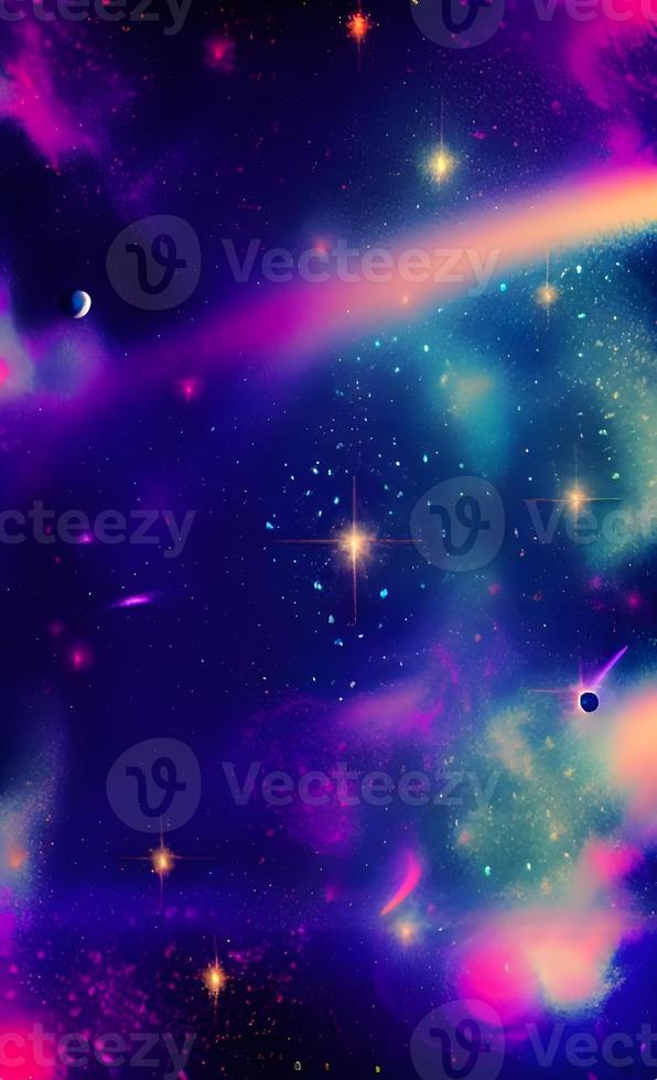 An abstract nebula in outer space and galaxies background of 3D render, suitable for a mobile screen, phone desktop, landing page, UI UX, and wallpaper. photo