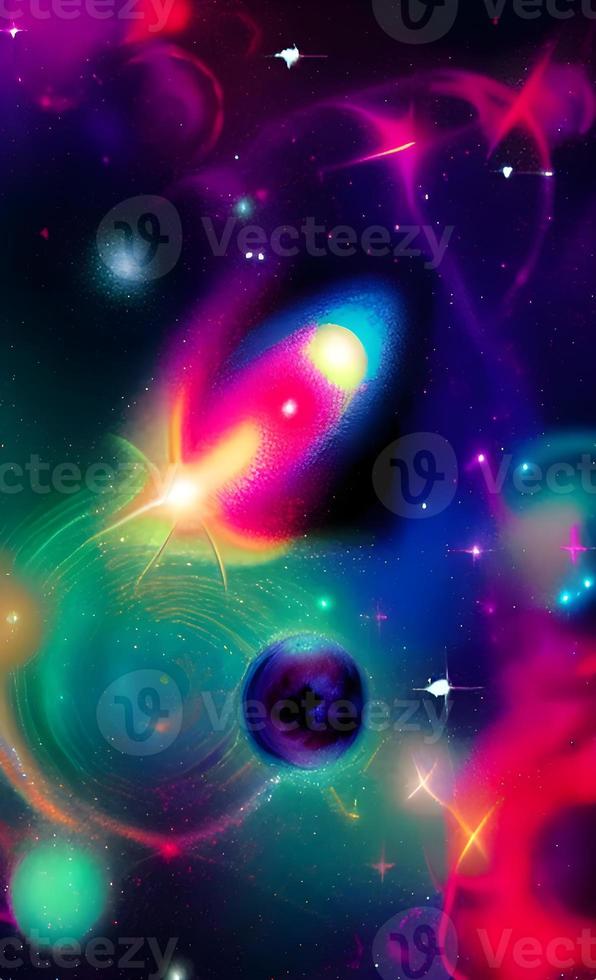An abstract nebula in outer space and galaxies background of 3D render, suitable for a mobile screen, phone desktop, landing page, UI UX, and wallpaper. photo