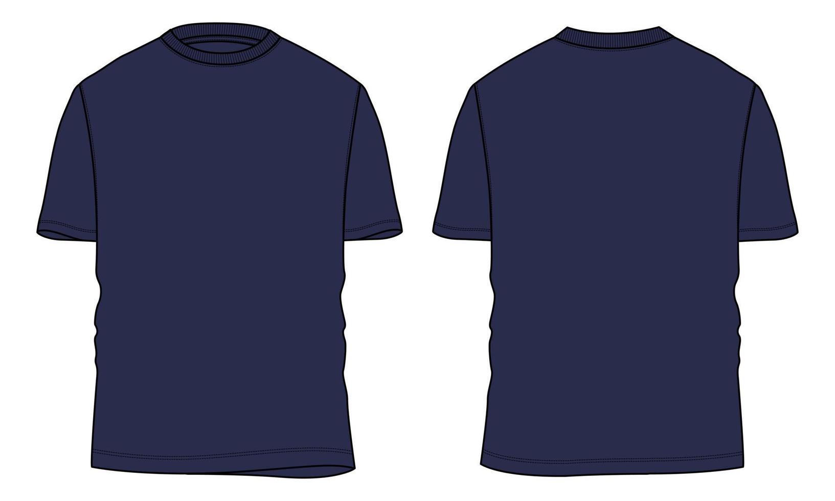 Regular fit Short sleeve T-shirt technical Sketch fashion Flat Template. vector