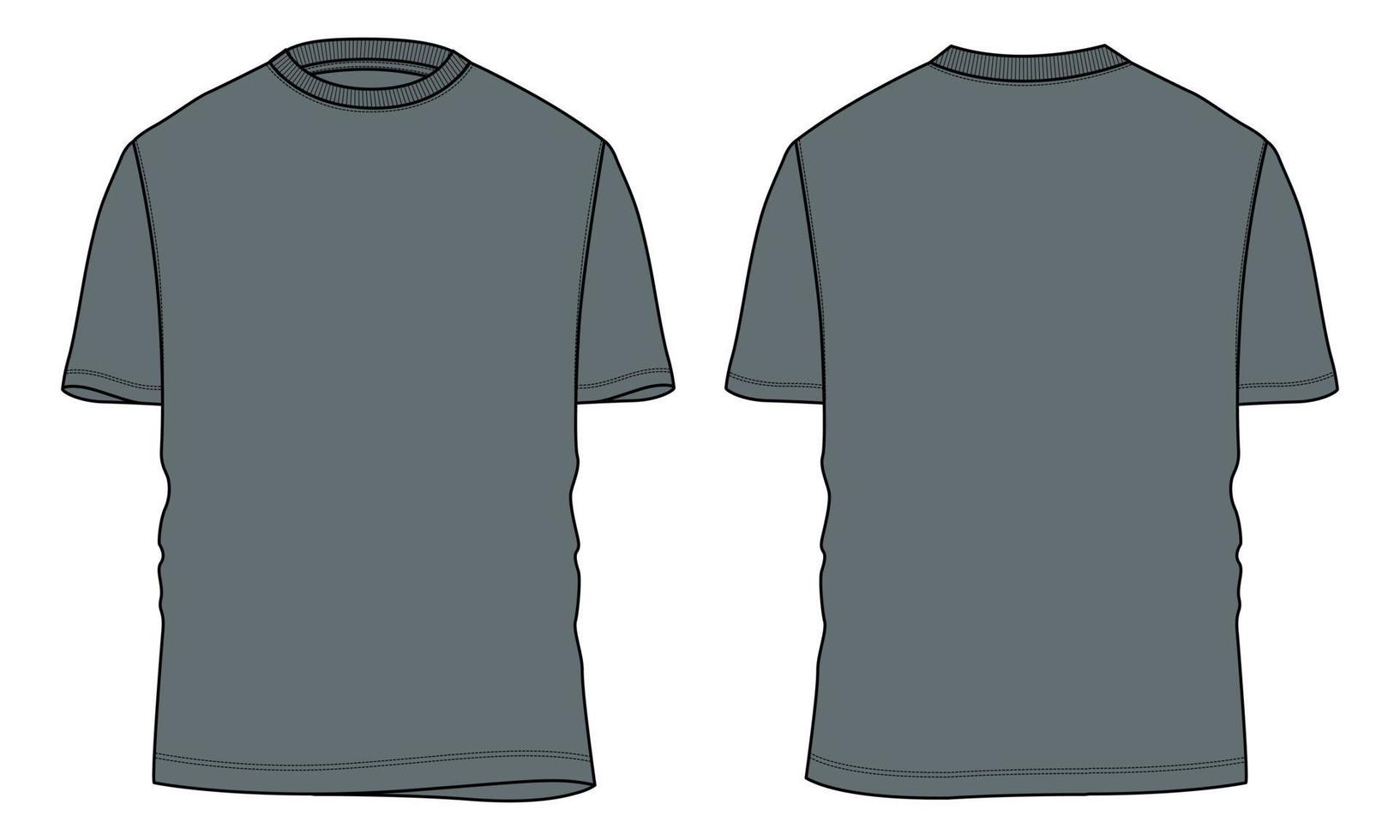 Regular fit Short sleeve T-shirt technical Sketch fashion Flat Template. vector