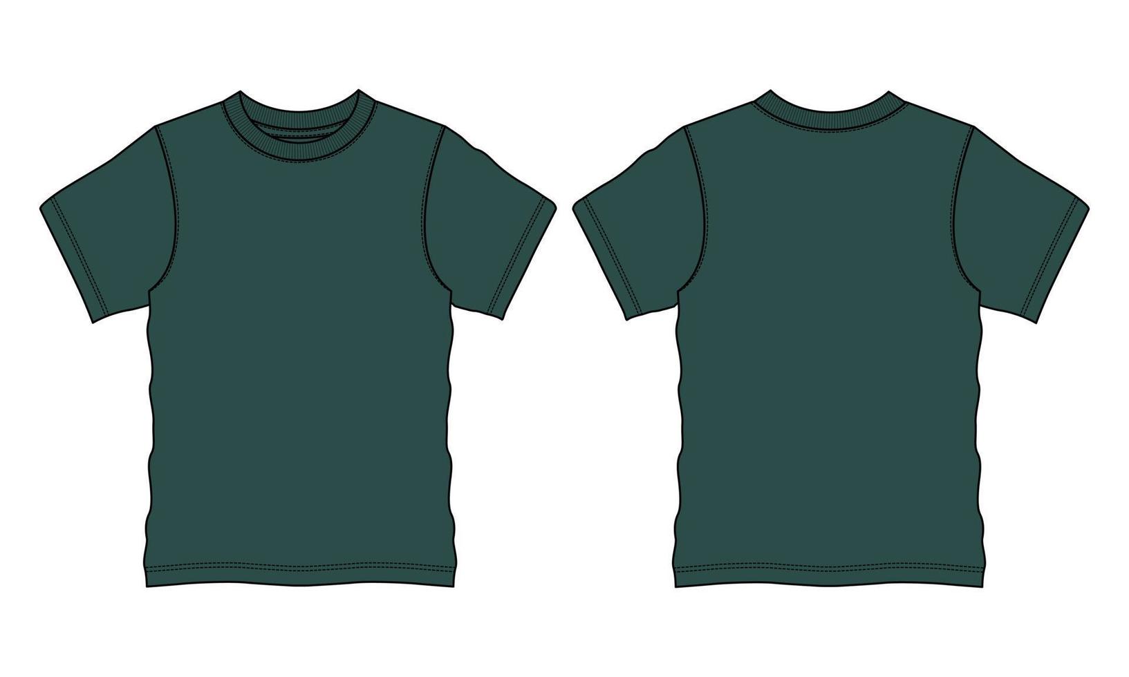 Regular fit Short sleeve T-shirt technical Sketch fashion Flat Template. vector