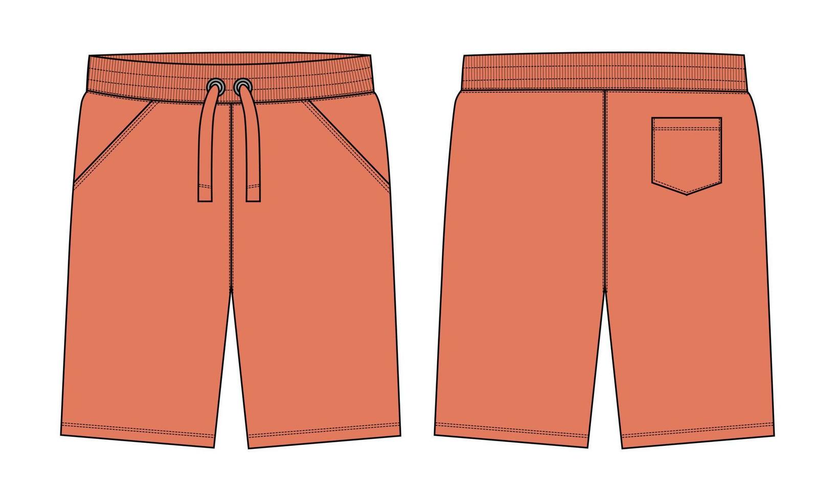 Boys Sweat Shorts vector fashion flat sketch template. Young Men Technical Drawing Fashion art Illustration.