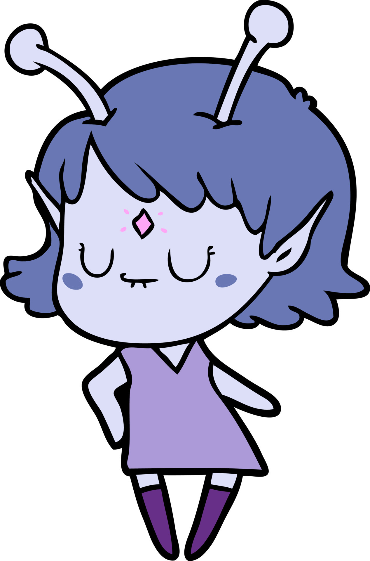 cartoon alien girl 12260886 Vector Art at Vecteezy