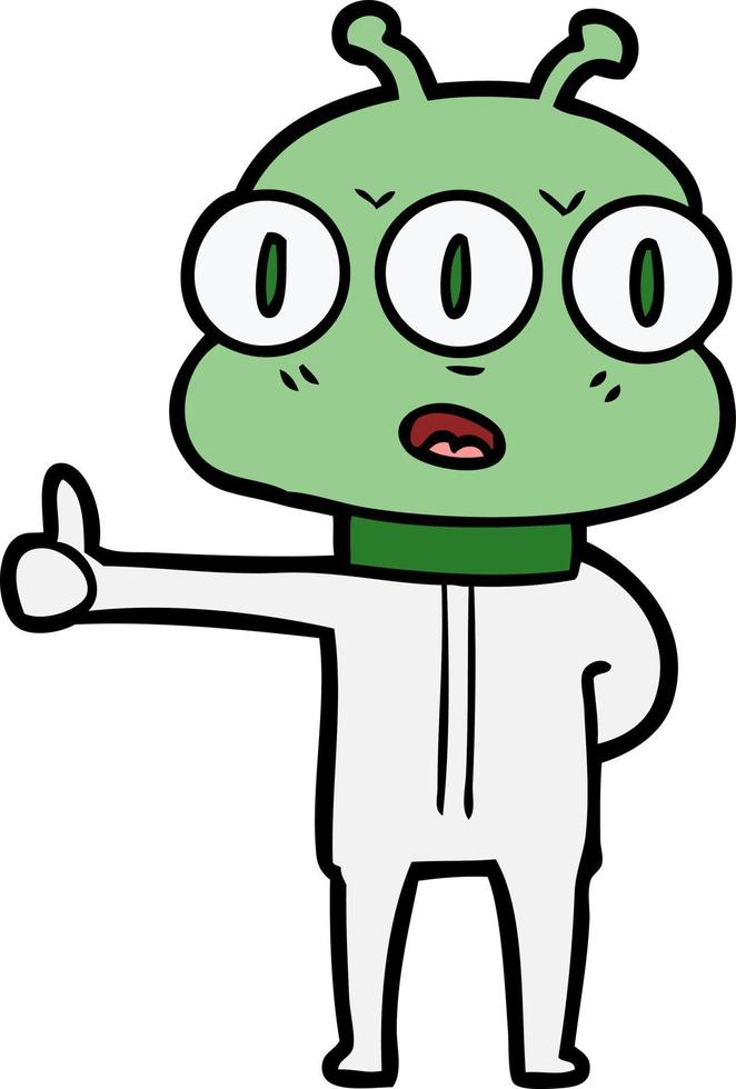 cartoon three eyed alien vector