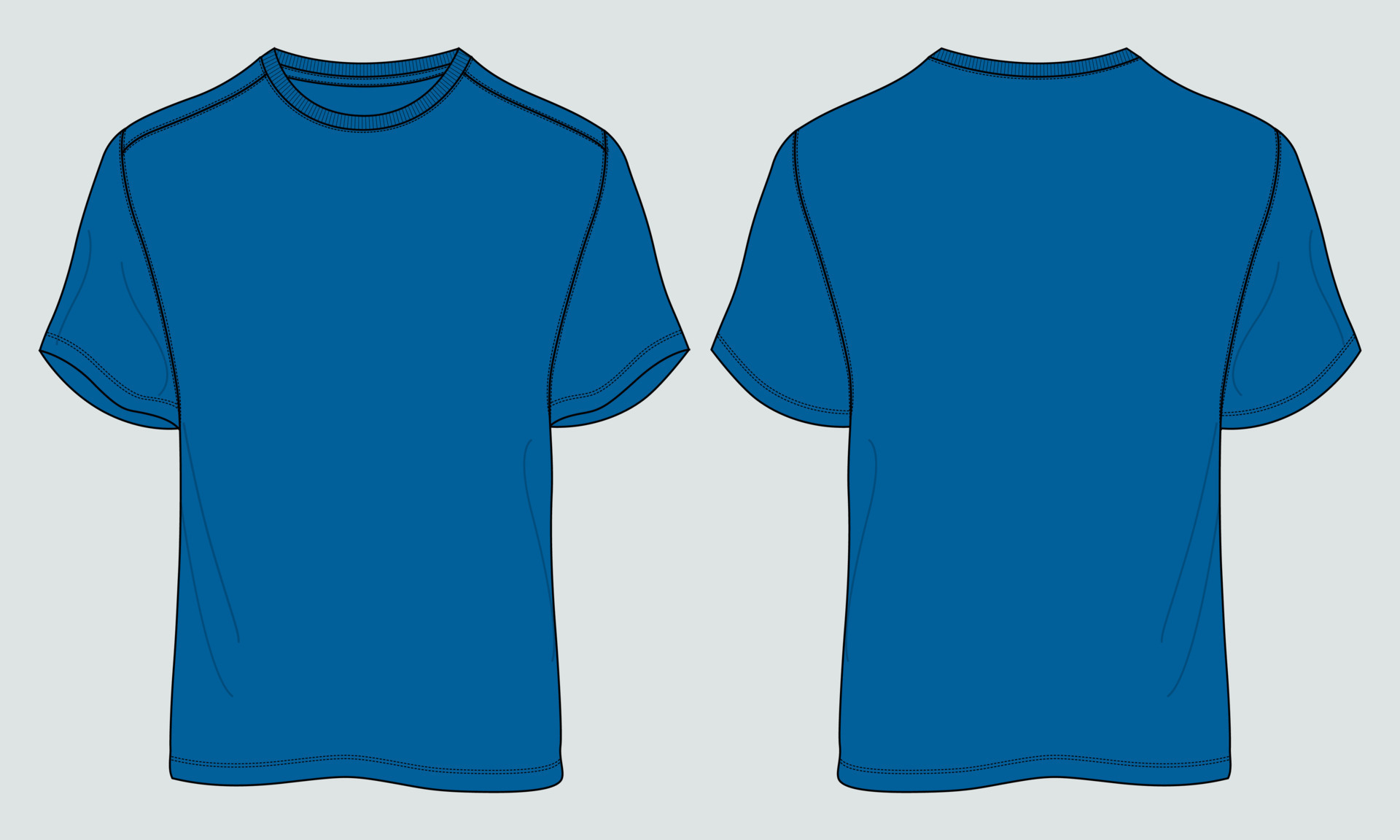 Regular fit Short sleeve Tshirt technical Sketch fashion Flat Template