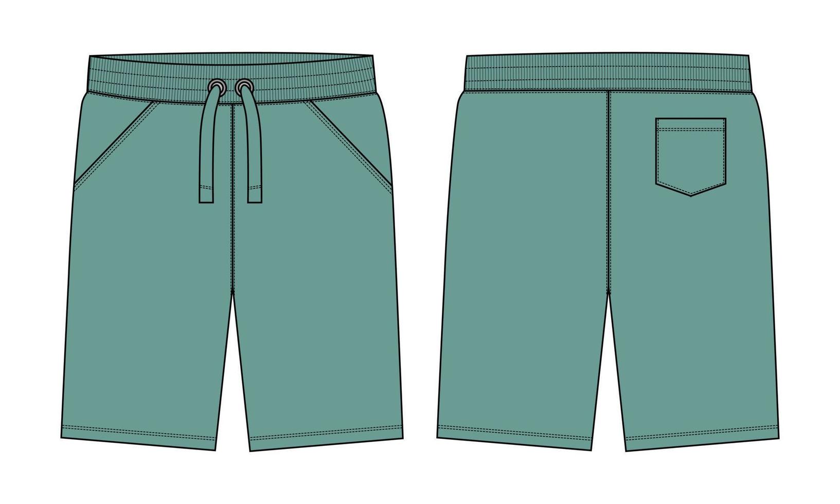 Boys Sweat Shorts vector fashion flat sketch template. Young Men Technical Drawing Fashion art Illustration.