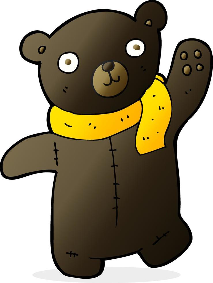 lindo oso de peluche negro de dibujos animados vector