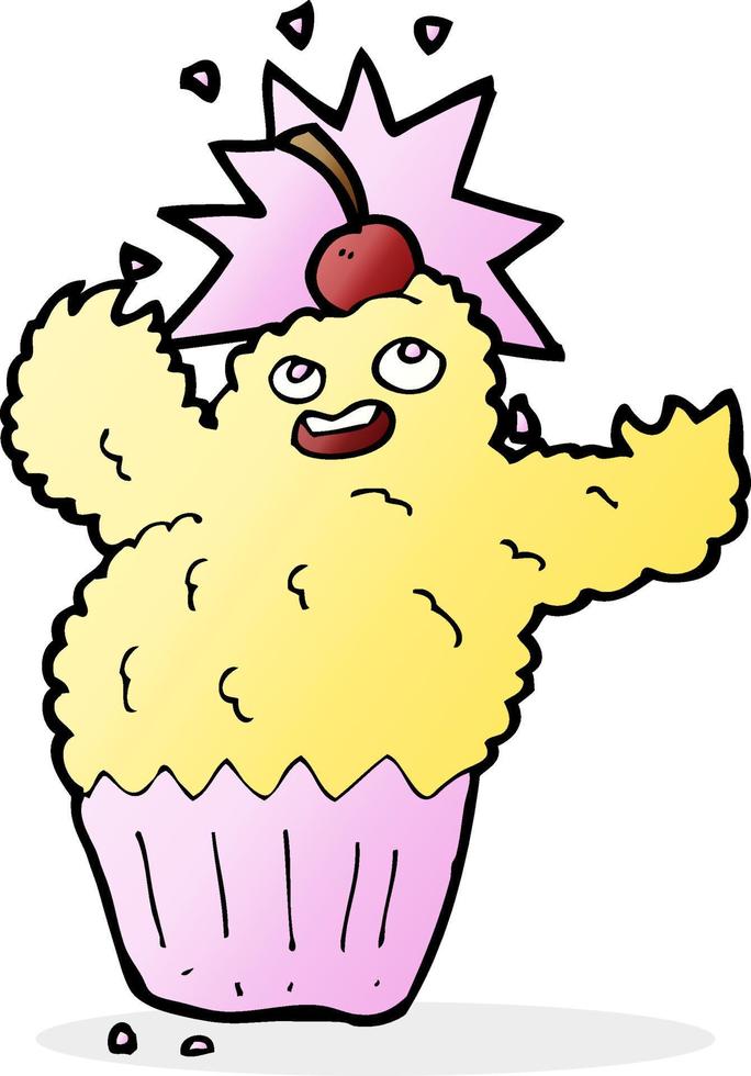cartoon cupcake monster vector