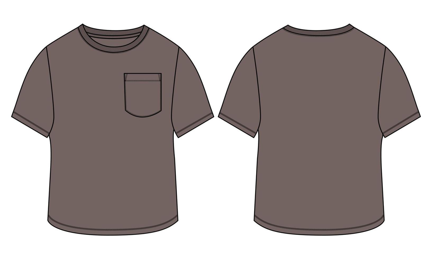 Regular fit Short sleeve T-shirt technical Sketch fashion Flat Template. vector