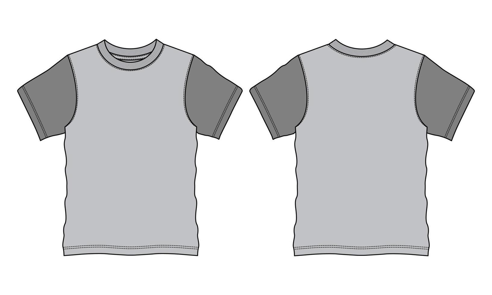 Regular fit Short sleeve T-shirt technical Sketch fashion Flat Template. vector