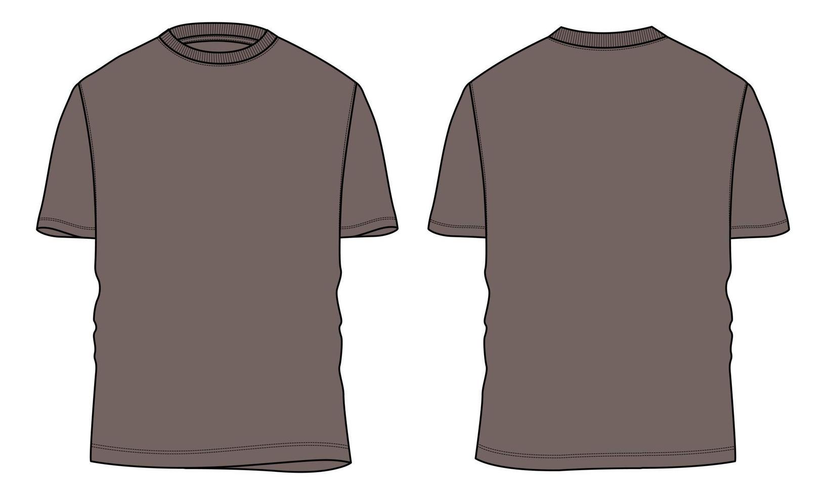 Regular fit Short sleeve T-shirt technical Sketch fashion Flat Template. vector
