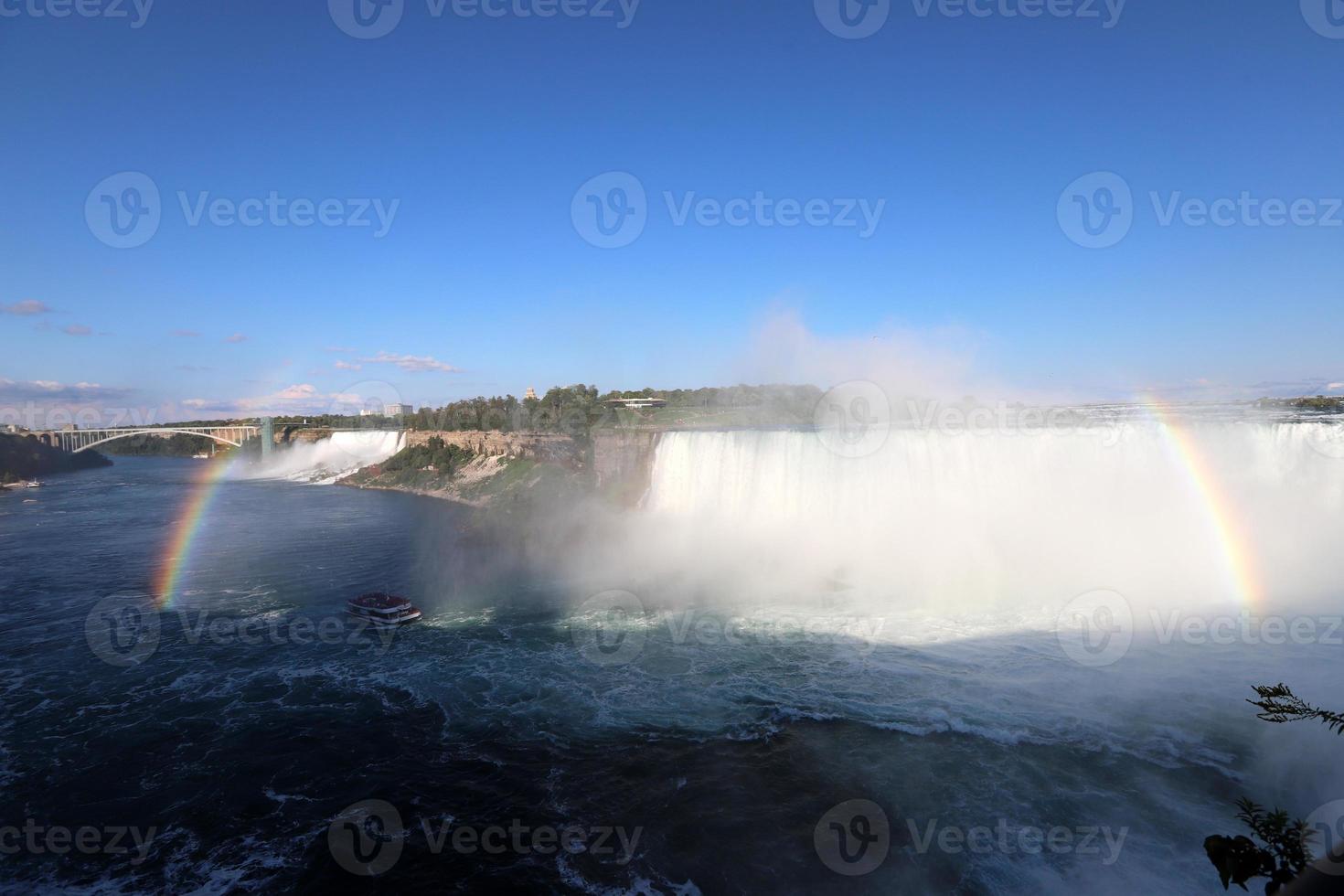 Canadian Falls on the Niagara River on an autumn rainy day. photo