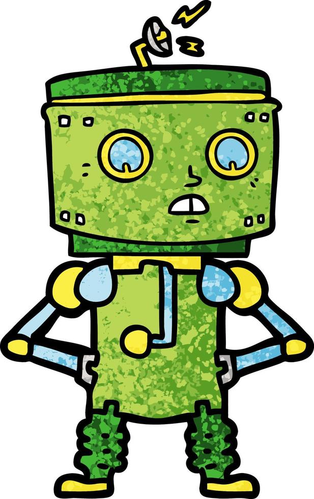 cartoon robot with hands on hips vector
