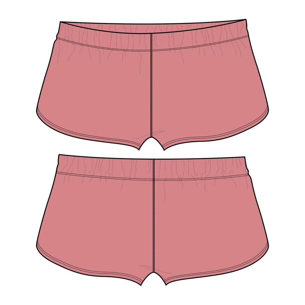 pantalones cortos plantilla de ilustración de vector de boceto plano de moda técnica general para niños.