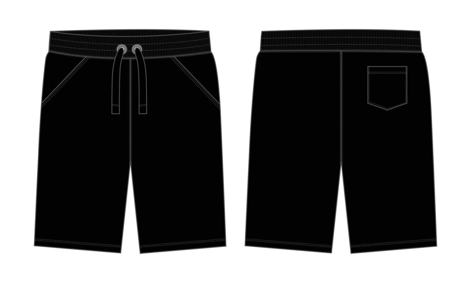 Boys Sweat Shorts vector fashion flat sketch template. Young Men Technical Drawing Fashion art Illustration.