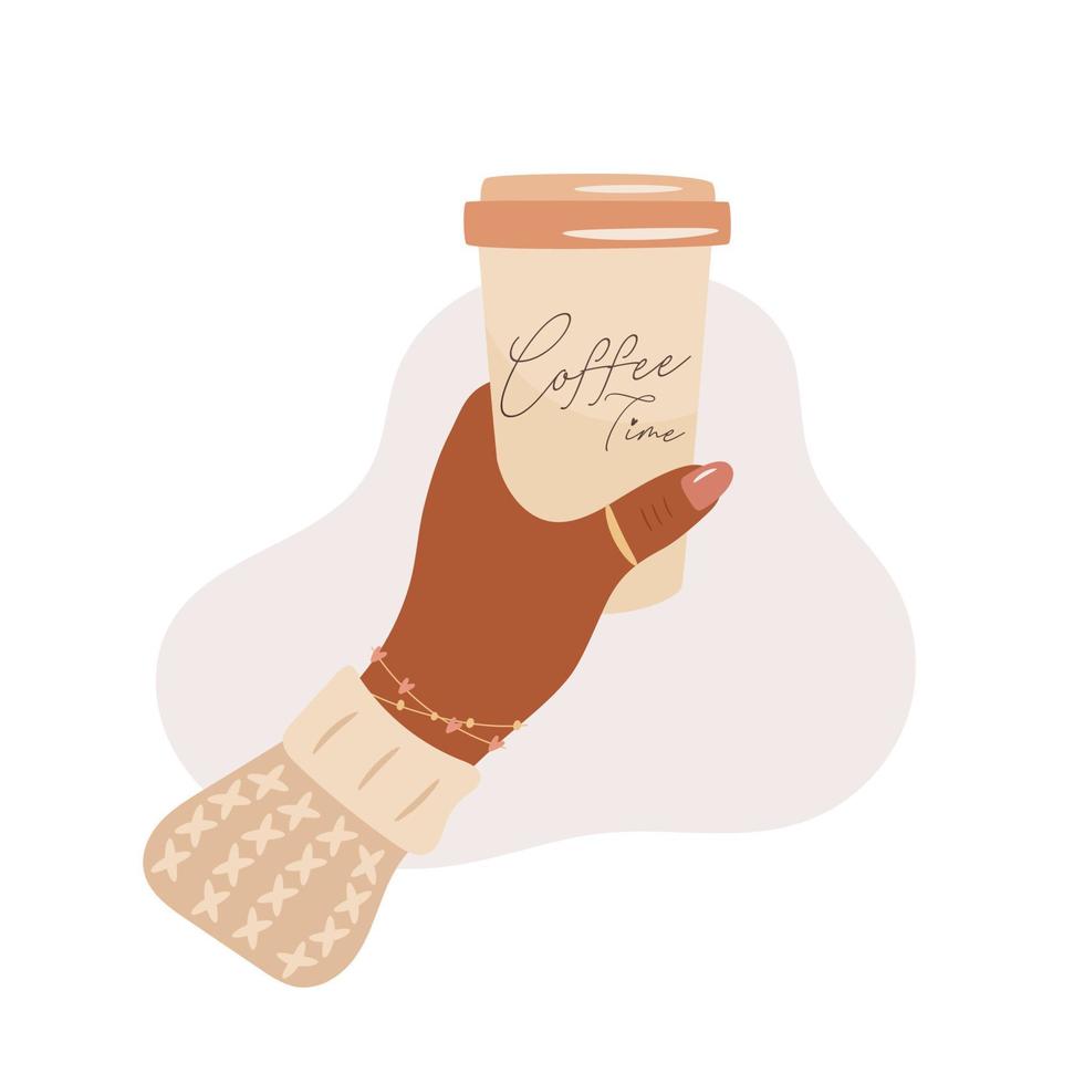 Woman hand holding coffee cup vector