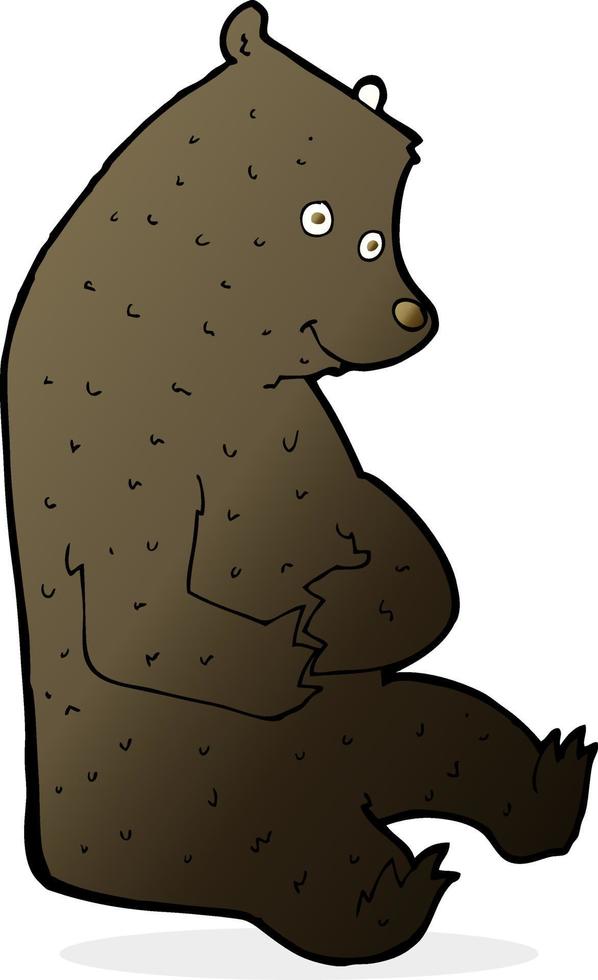 cartoon happy black bear vector