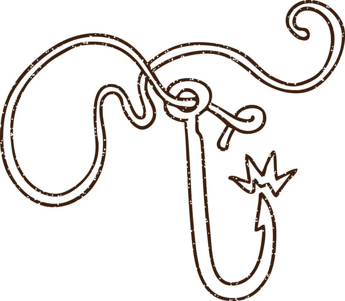 Fish Hook Charcoal Drawing vector
