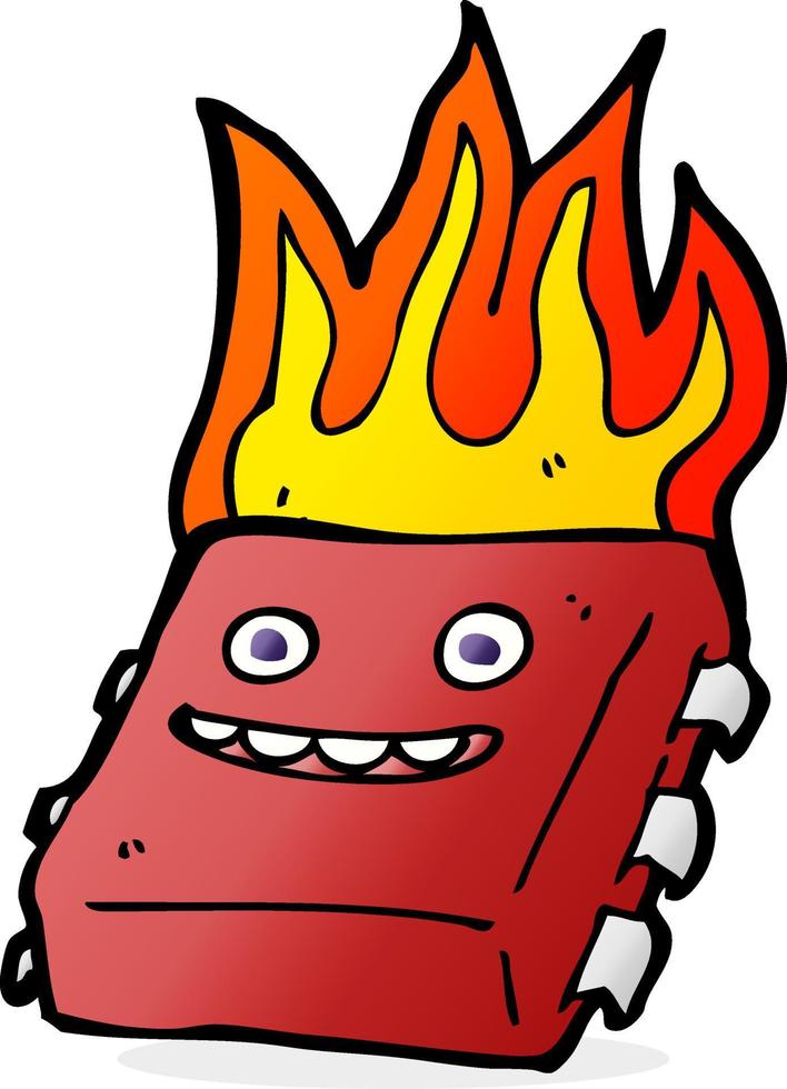 cartoon red hot computer chip vector