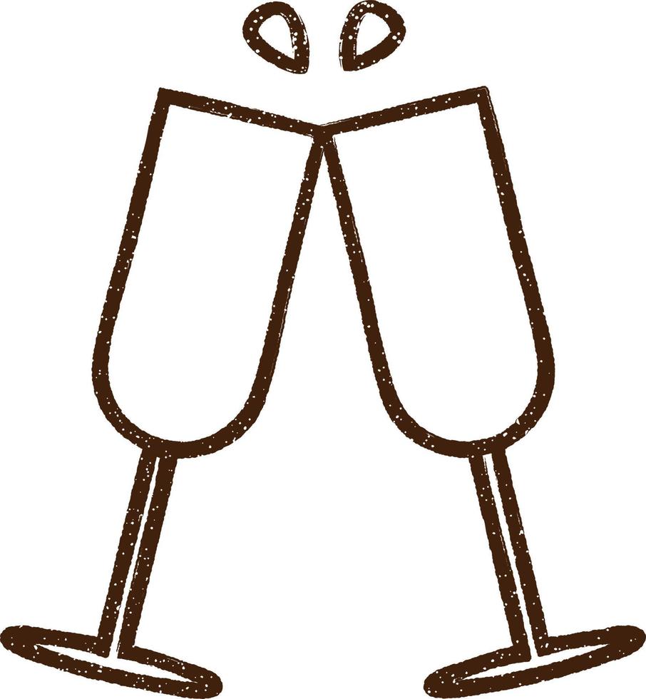 Clinking Glasses Charcoal Drawing vector