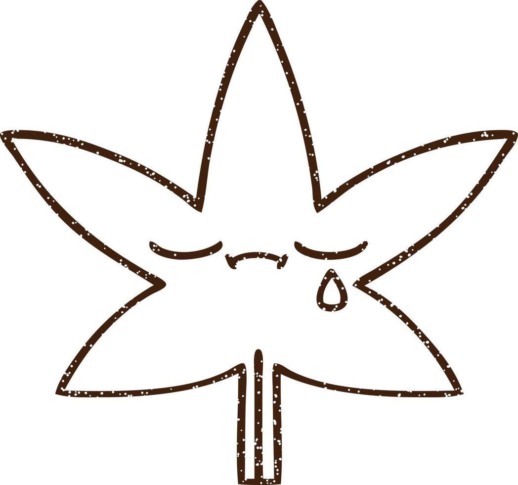 Crying Leaf Charcoal Drawing vector