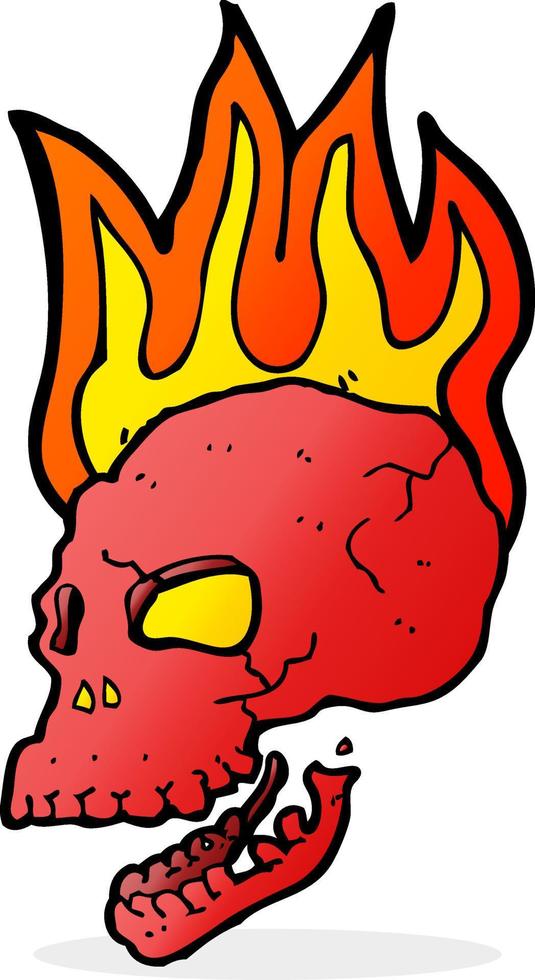 cartoon flaming skull vector