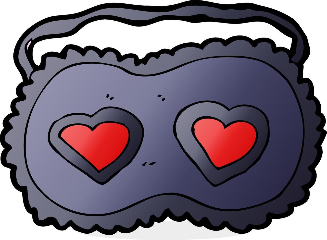 cartoon sleeping mask with love hearts vector