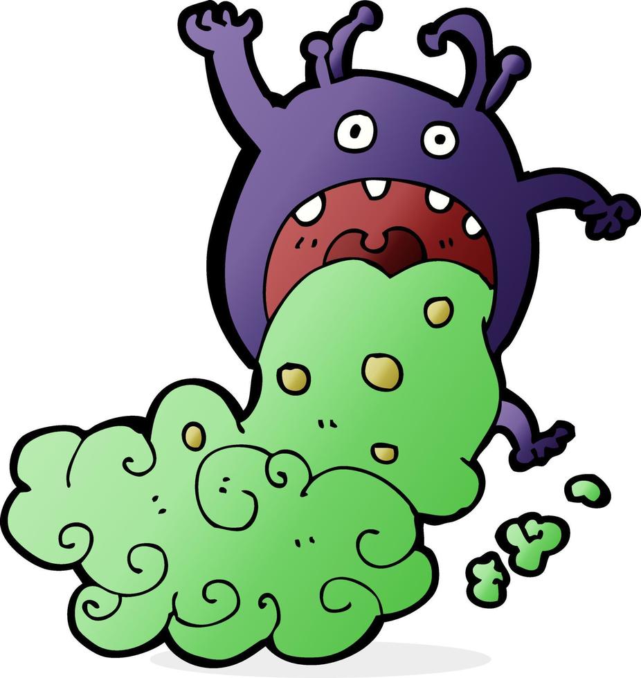 cartoon gross monster being sick vector