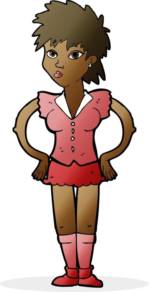 cartoon woman with hands on hips vector