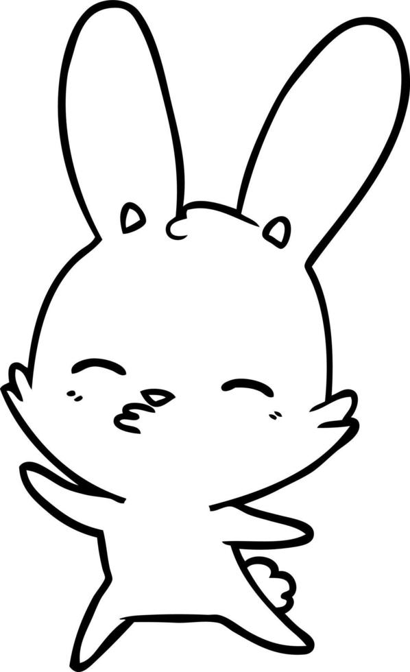 curious waving bunny cartoon vector