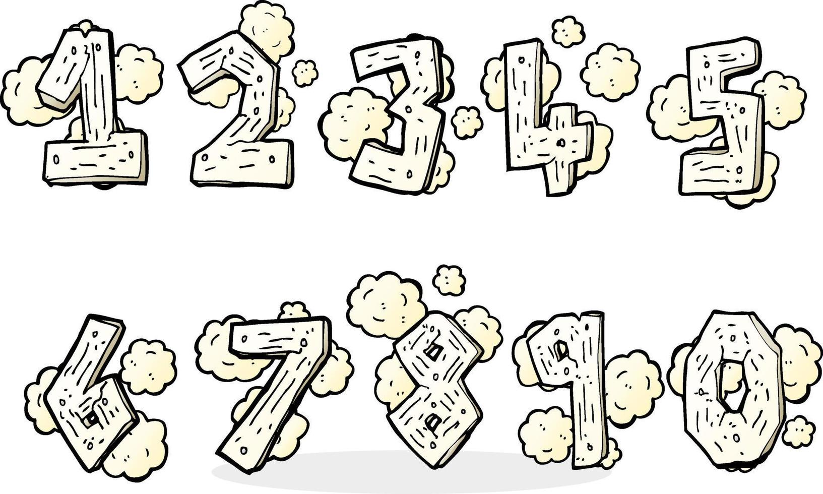 cartoon wooden numbers vector