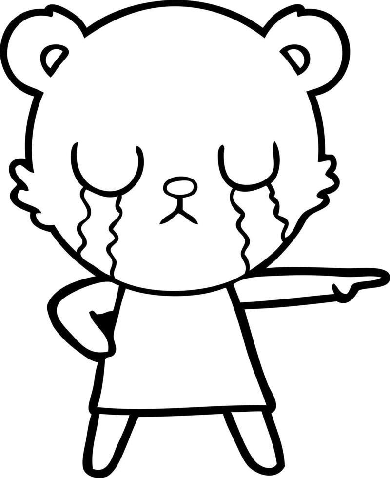 crying polar bear in dress pointing vector