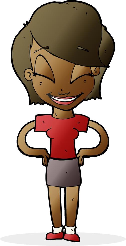 cartoon woman with hands on hips vector