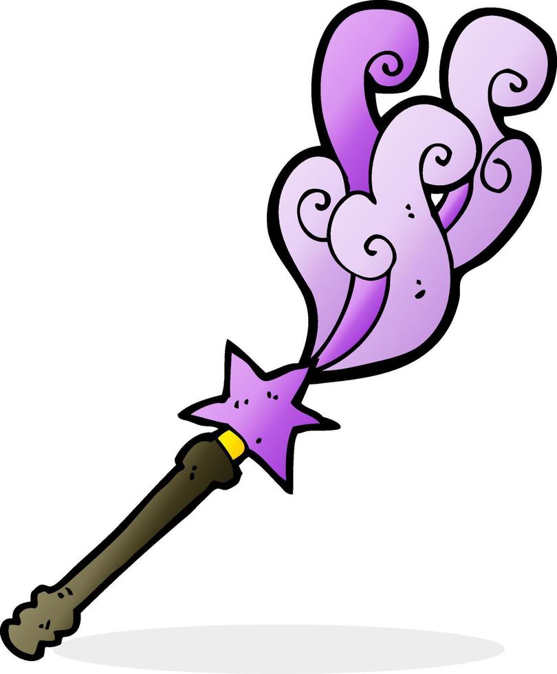 cartoon magic wand casting spell vector