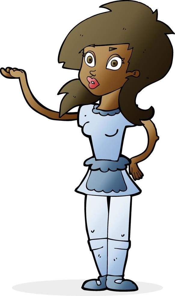 cartoon pretty waitress vector