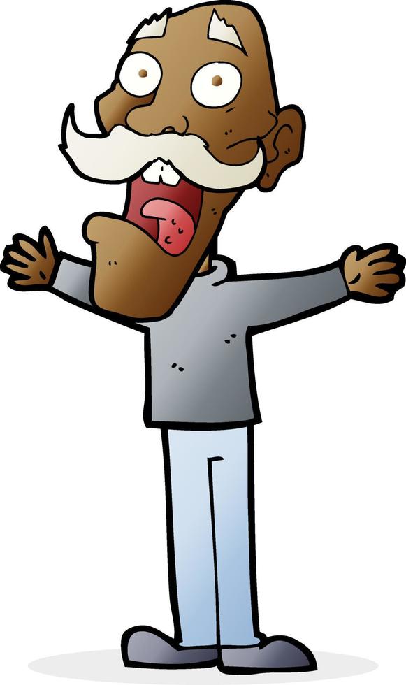 cartoon stressed old man vector