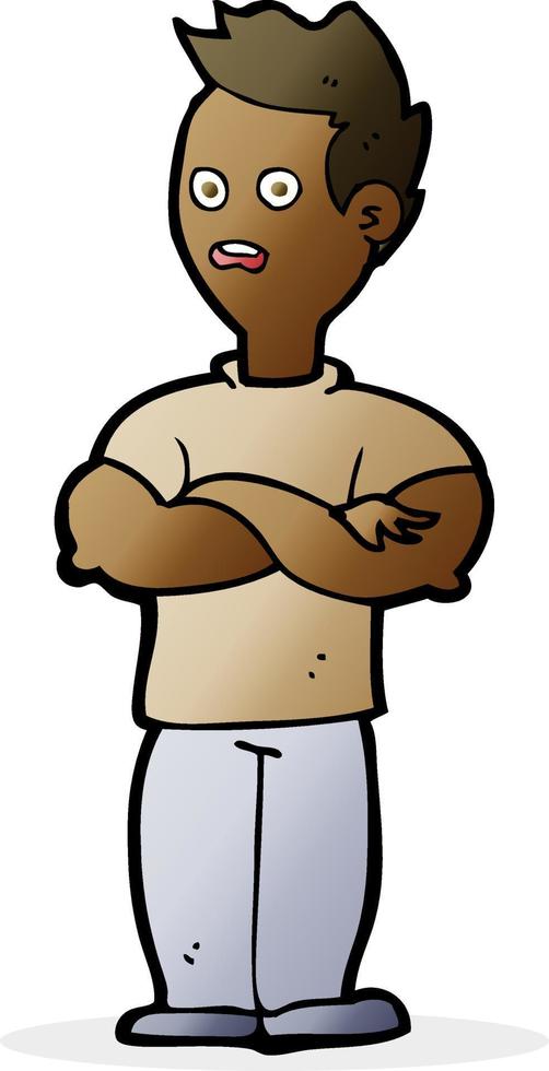 cartoon man with crossed arms vector