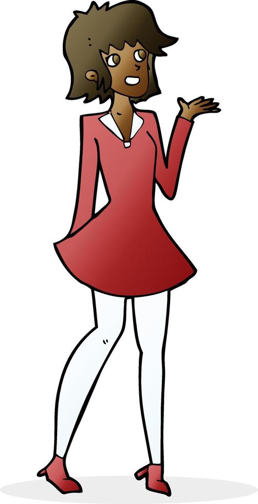 cartoon pretty woman in dress vector