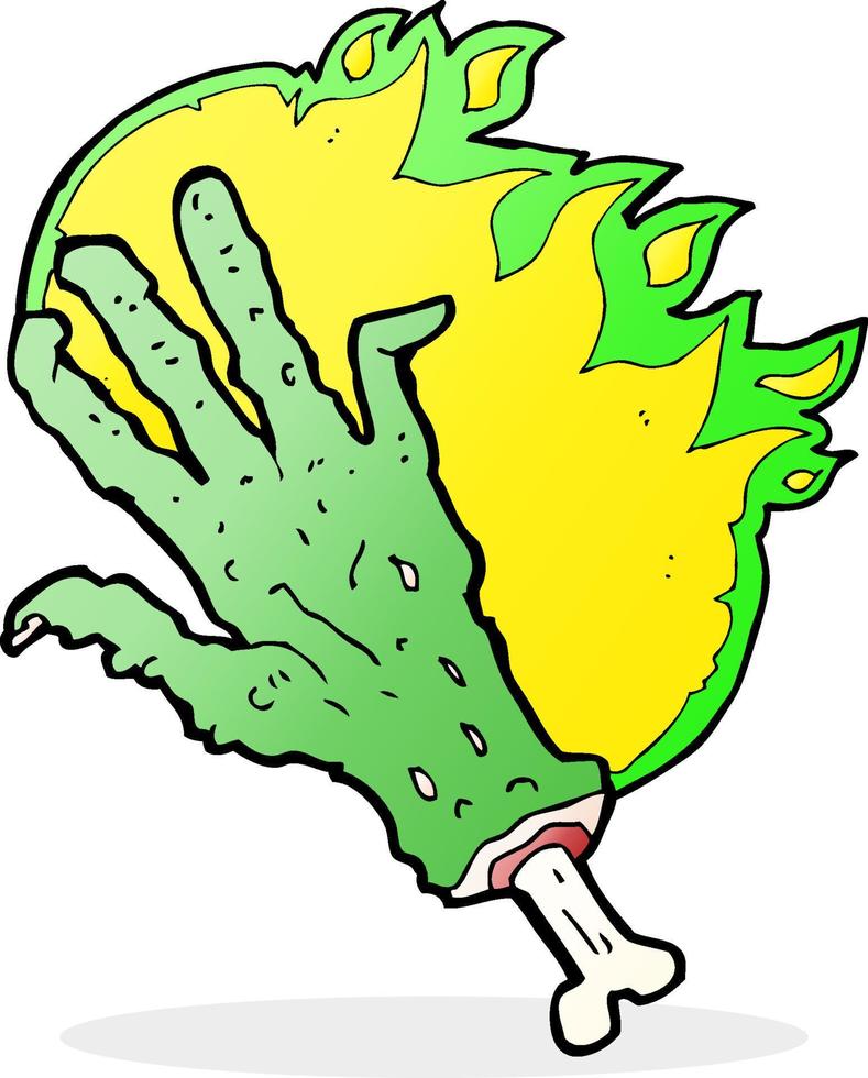 cartoon gross flaming zombie hand vector