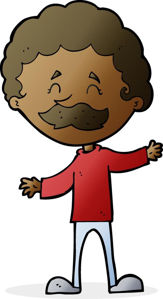 hombre feliz de dibujos animados con bigote vector