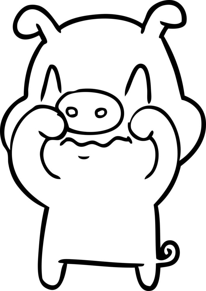 nervous cartoon pig vector