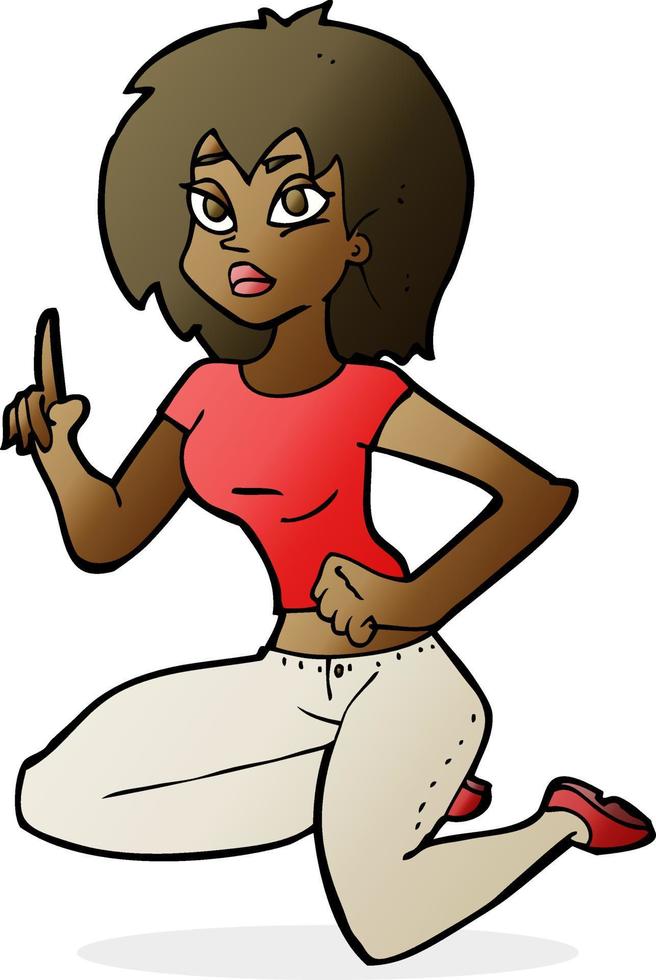 cartoon sitting woman with idea vector
