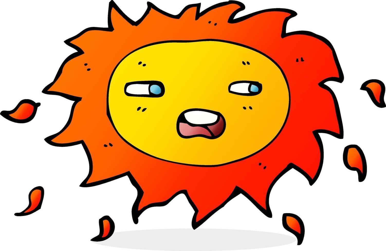 cartoon sad sun vector