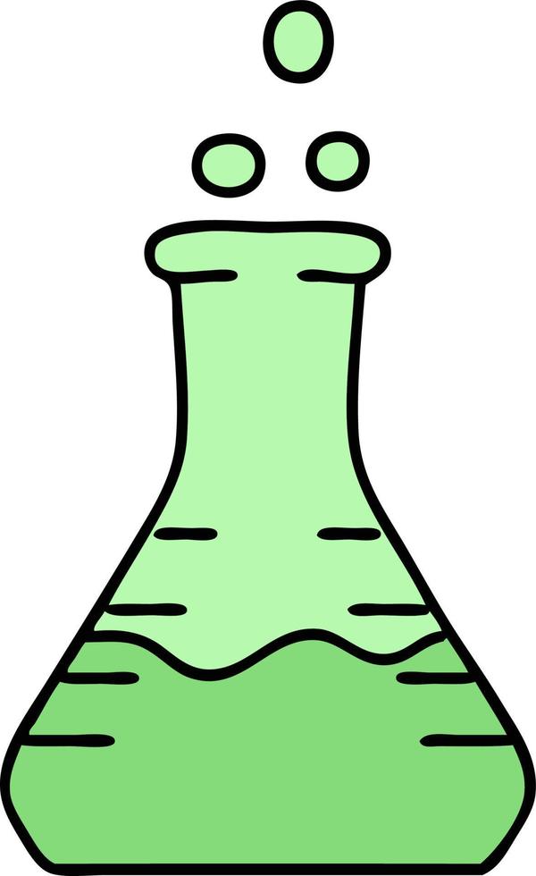 cartoon of a bubbling chemical potion vial vector