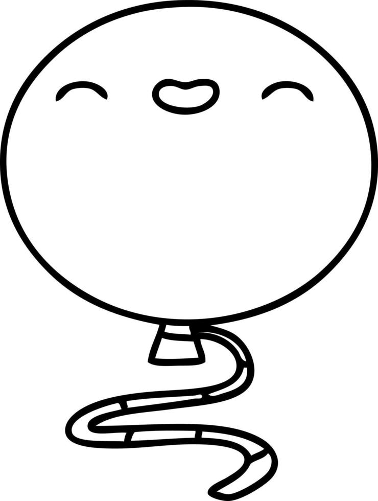 line doodle of a happy floating balloon vector