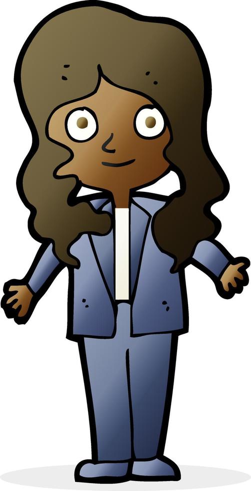 mujer de negocios amigable de dibujos animados vector