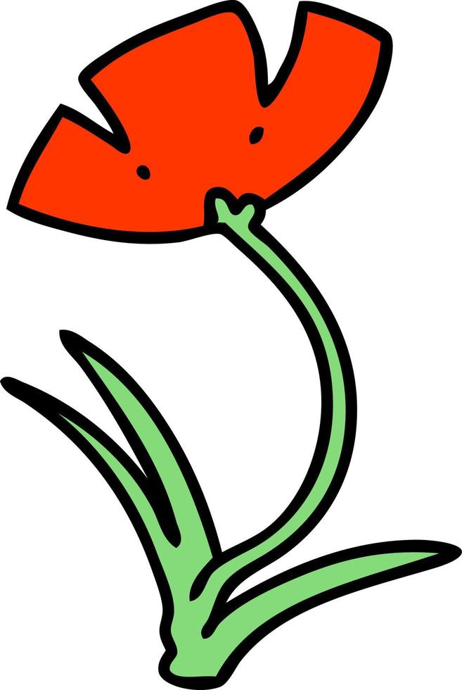 cartoon of a single poppy flower vector
