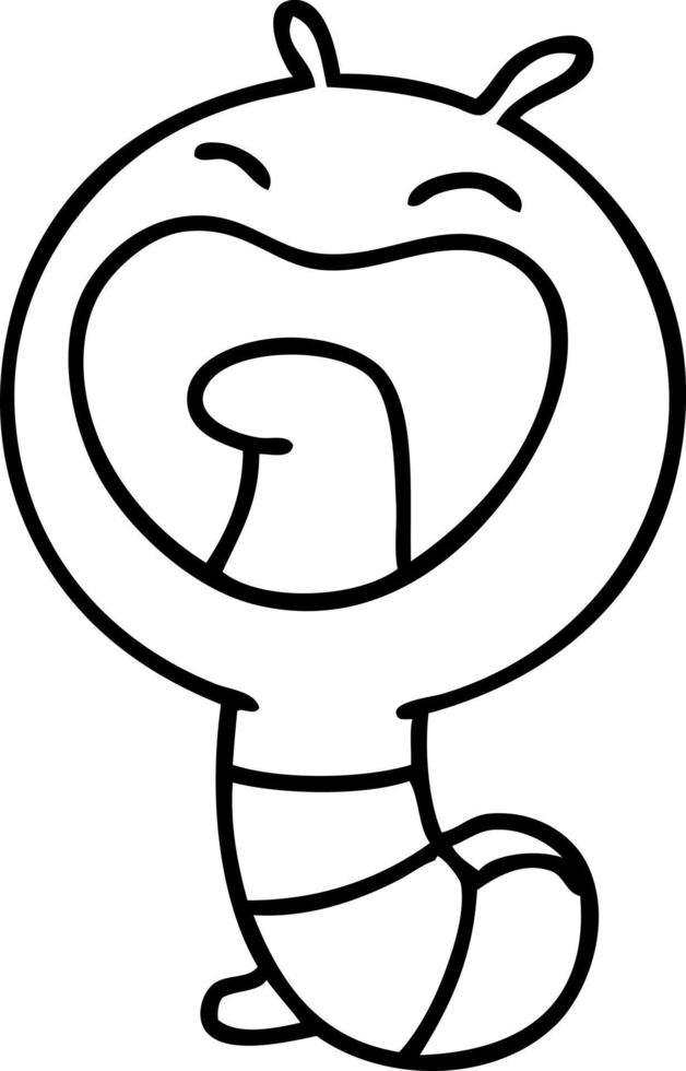 line doodle of a happy little caterpillar worm vector