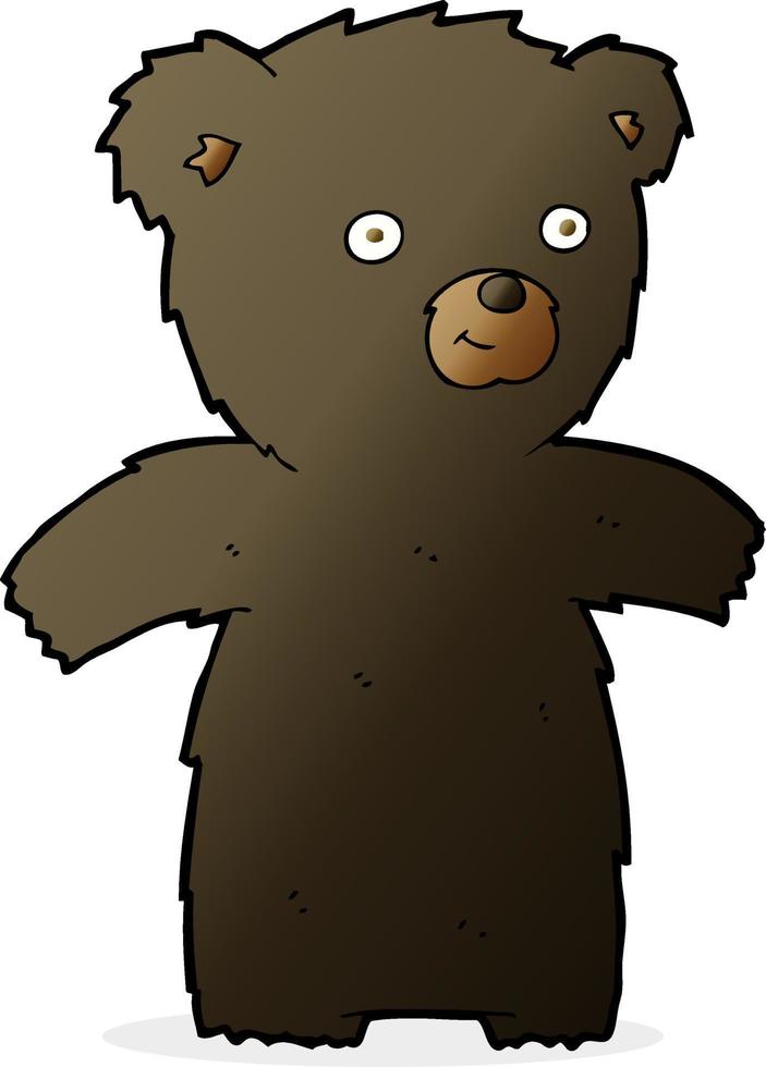 lindo oso negro de dibujos animados vector